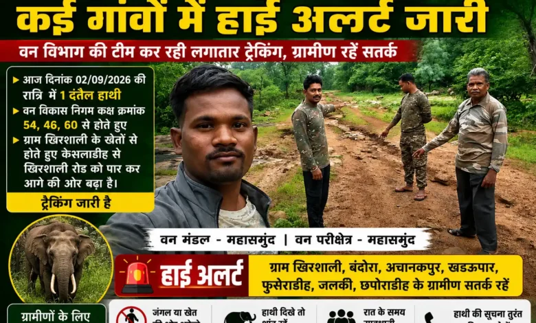 महासमुंद वन क्षेत्र में पहुंचा दंतैल हाथी
